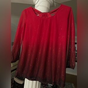 Sara Michelle women.  Sparkling top red and black ombré, long sleeve size M